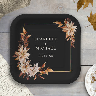 Black Fall Paper Plate