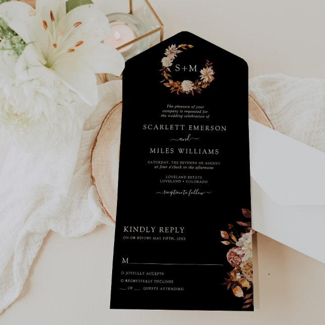 Black Fall Wedding All In One Invitation (Black Fall Wedding All In One Invitation
)