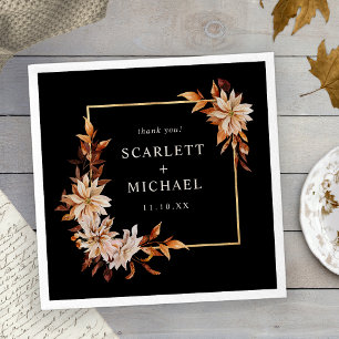 Black Fall Wedding Napkins