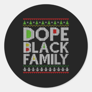 Black Family 2025 Afro Christmas Tree Santa Pj Mat Classic Round Sticker