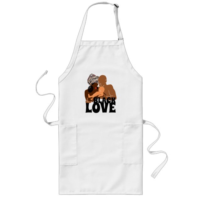Black Family African Head Wrap Black Love Long Apron (Front)