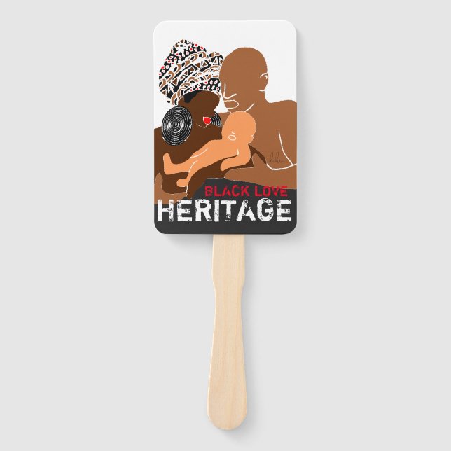 Black Family Black Love AFRICAN Heritage Hand Fan (Front)