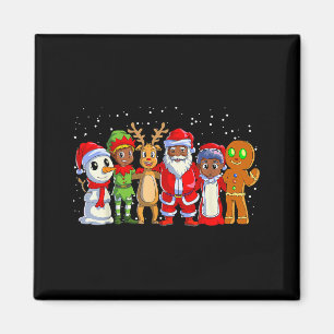 Black Family Christmas Afro African American Santa Magnet