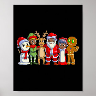 Black family christmas afro african american santa poster