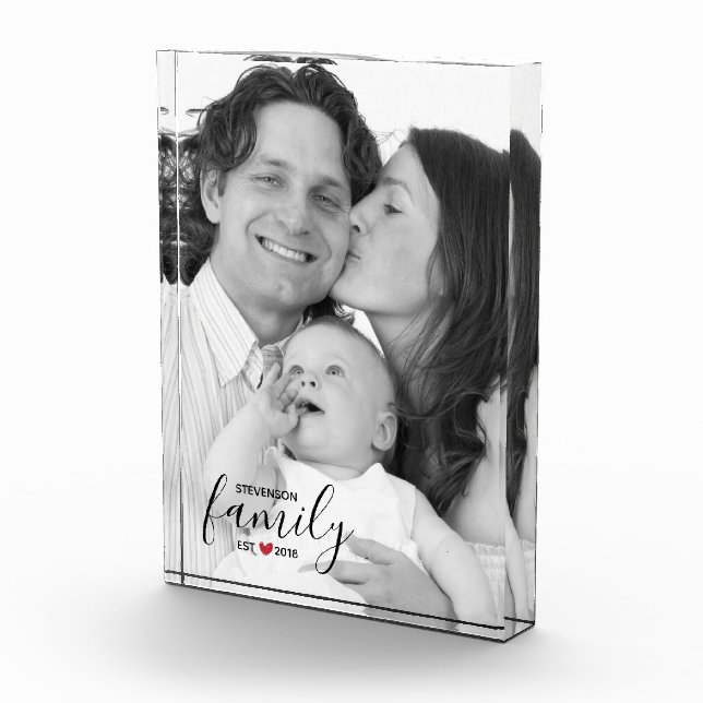 Black Family Name Est. Year Red Heart Family Photo Block (Right)
