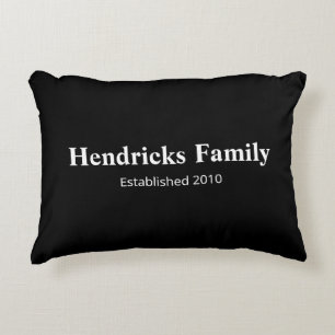 Black Family Name "Established" with Back Pattern Decorative Cushion