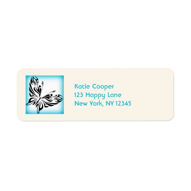 Black fancy Butterfly with Bright Blue Border (Front)