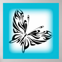 Black fancy Butterfly with Bright Blue Border