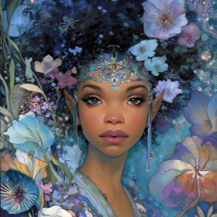 Black Fantasy Art African American Elf Goddess Poster