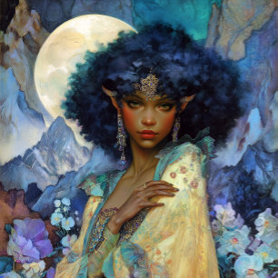 Black Fantasy Art Black Elf Queen Goddess Poster