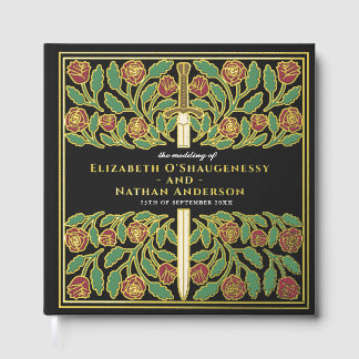 Black Fantasy Royal Medieval Sword Wedding Guest Book