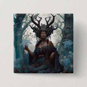 Black Fantasy Sorceress Magic Fantasy 15 Cm Square Badge