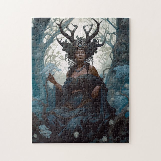 Black Fantasy Sorceress Magic Fantasy Jigsaw Puzzle (Vertical)