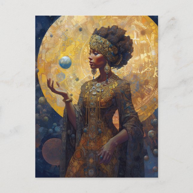Black Fantasy Sorceress Magic Fantasy Postcard (Front)