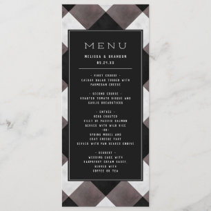 Black Farmhouse Buffalo Plaid Check Wedding Dinner Menu