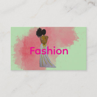 Black Fashionista with Side Afro Puff Business Card