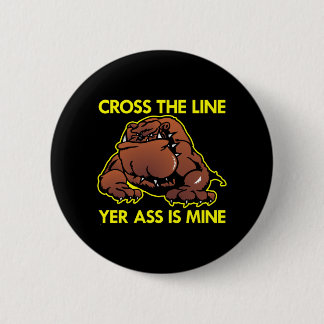 Black Fat Bulldog Cross Line 6 Cm Round Badge