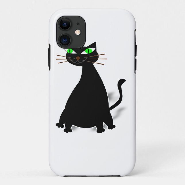 Black Fat Cat With Green Eyes Case-Mate iPhone Case (Back)
