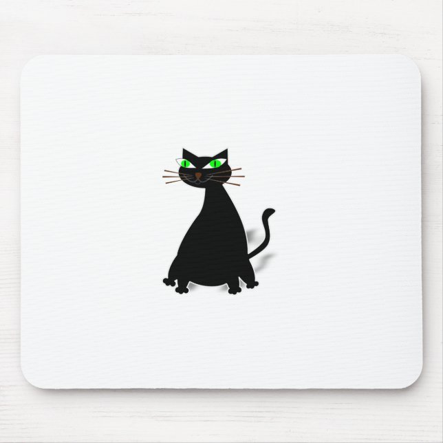 Black Fat Cat With Green Eyes Mouse Pad (Front)