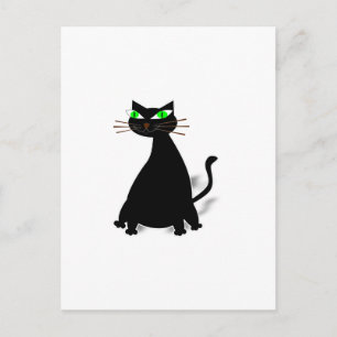 Black Fat Cat With Green Eyes Postcard