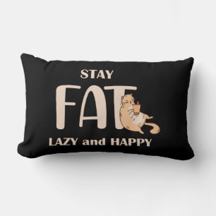 Black Fat Lazy Happy Attitude Kitty Cartoon Cat Lumbar Cushion