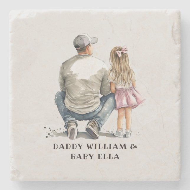 Black Father and Daughter Bond (10) Stone Coaster (Front)