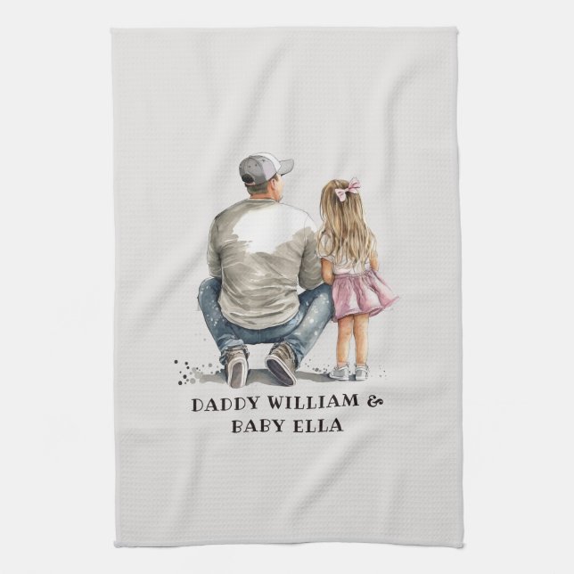 Black Father and Daughter Bond (10) Tea Towel (Vertical)