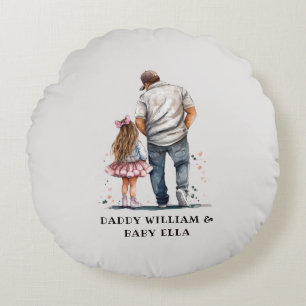 Black Father and Daughter Bond (14) Round Cushion