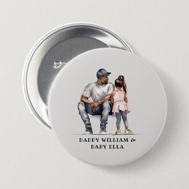 Black Father and Daughter Bond (3) 7.5 Cm Round Badge (Front & Back)