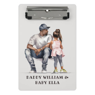 Black Father and Daughter Bond (3) Mini Clipboard