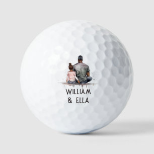 Black Father and Daughter Bond (4) Golf Balls