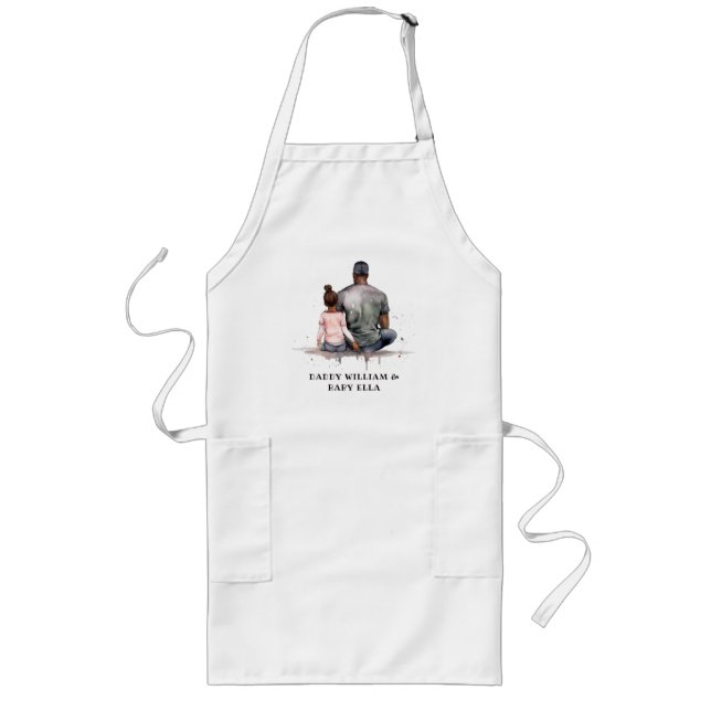 Black Father and Daughter Bond (4) Long Apron (Front)