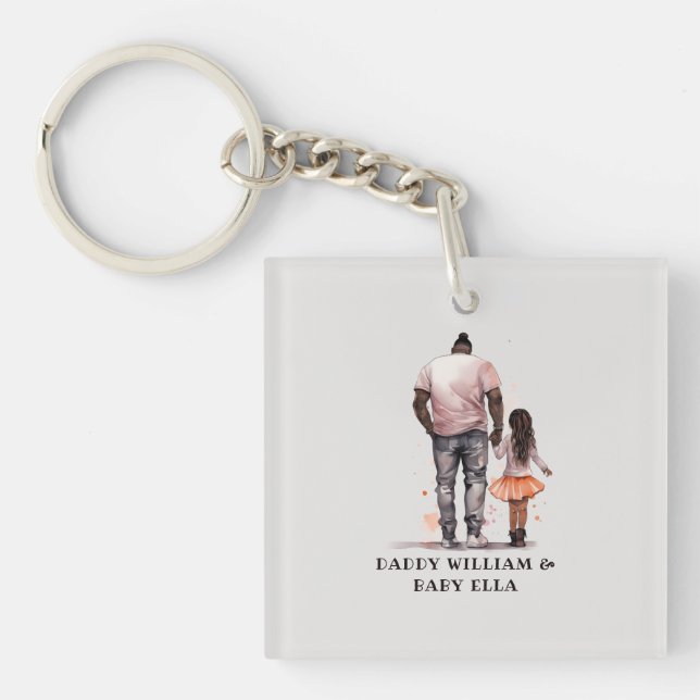Black Father and Daughter Bond (5) Key Ring (Front)