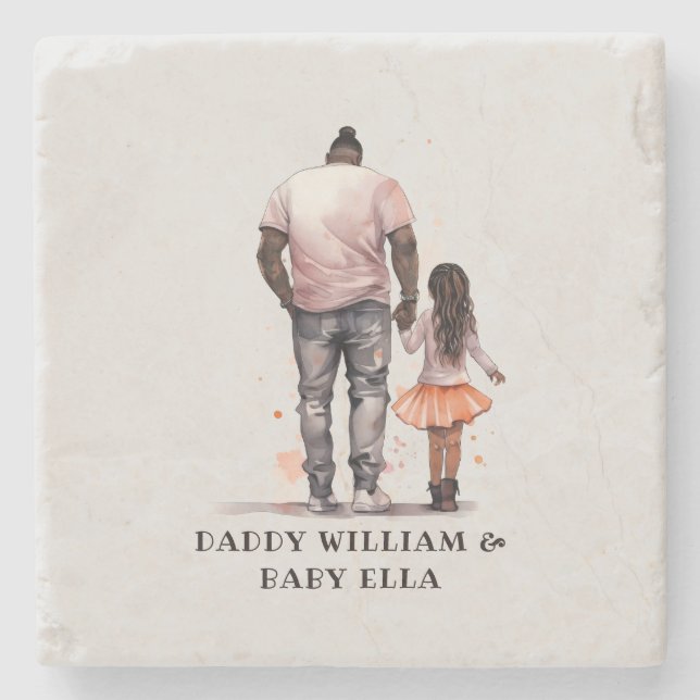 Black Father and Daughter Bond (5) Stone Coaster (Front)