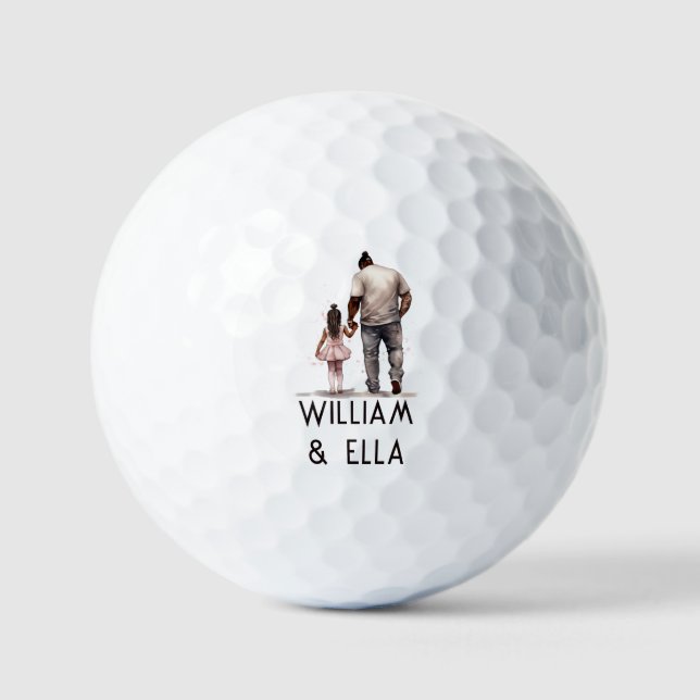 Black Father and Daughter Bond (6) Golf Balls (Front)