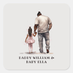 Black Father and Daughter Bond (6) Square Sticker
