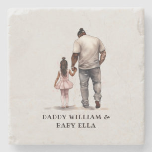 Black Father and Daughter Bond (6) Stone Coaster