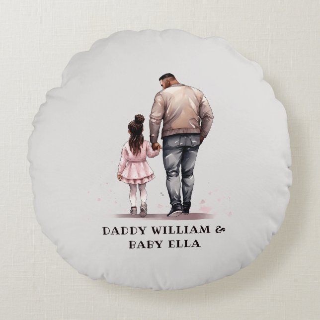 Black Father and Daughter Bond (7) Round Cushion (Front)