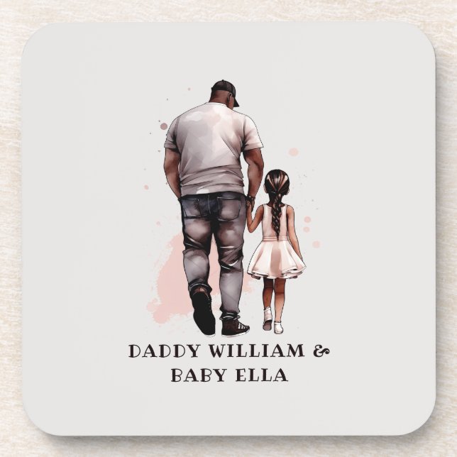 Black Father and Daughter Bond (8) Coaster (Front)