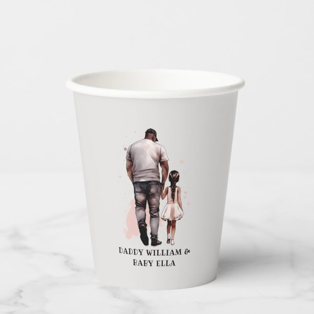 Black Father and Daughter Bond (8) Paper Cups (Front)