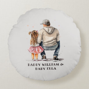 Black Father and Daughter Bond (9) Round Cushion