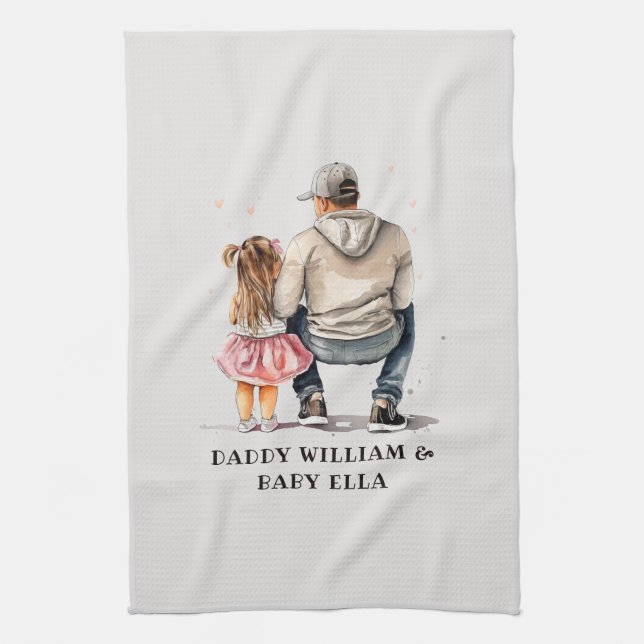 Black Father and Daughter Bond (9) Tea Towel (Vertical)
