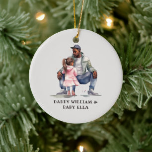 Black Father and Daughter Bond Ceramic Tree Decoration