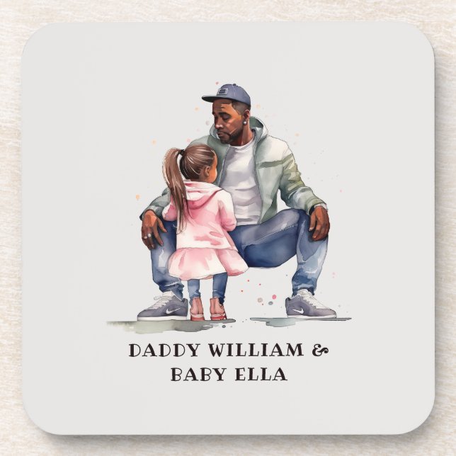 Black Father and Daughter Bond Coaster (Front)