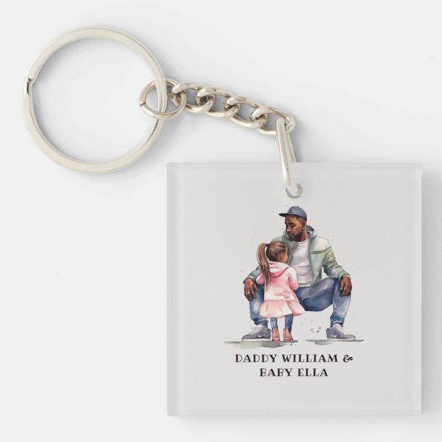 Black Father and Daughter Bond Key Ring (Front)