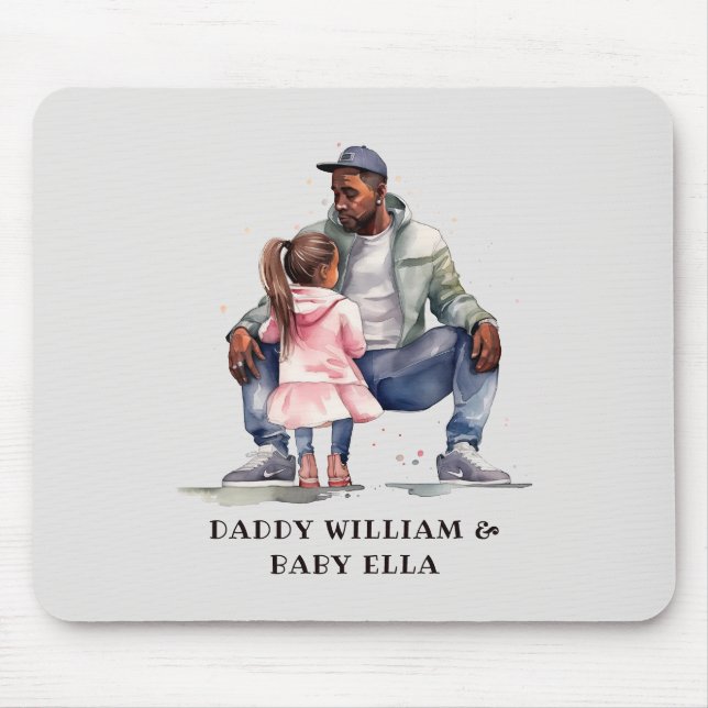 Black Father and Daughter Bond Mouse Pad (Front)