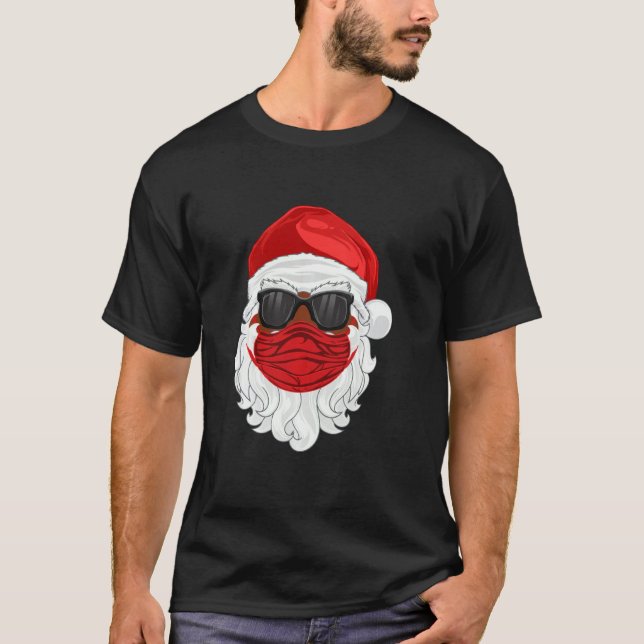 Black Father Christmas 2020 Santa Claus Face Mask T-Shirt (Front)