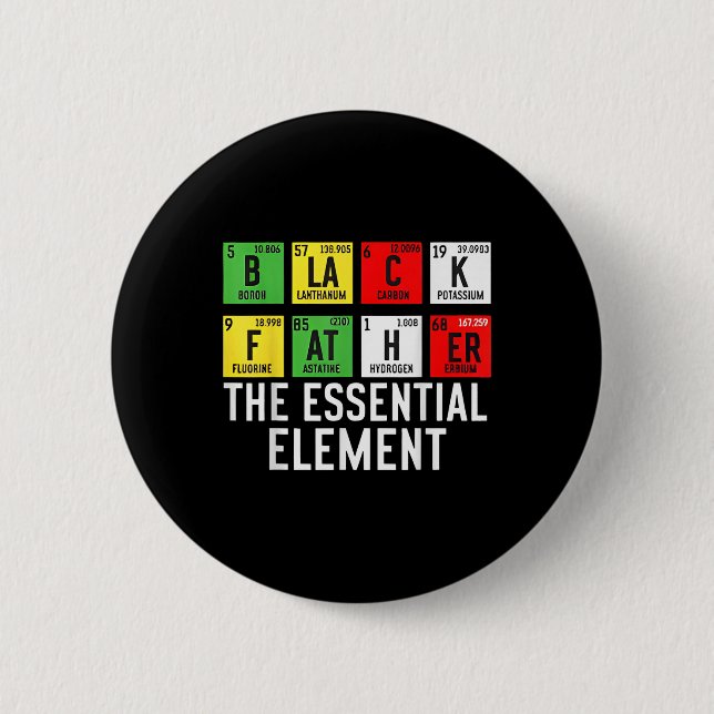 Black Father The Essential Element Fathers Day Jun 6 Cm Round Badge (Front)