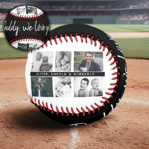 Black Father with Kids and Family Dad Photo Baseball
