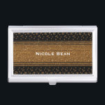 Black Faux Brushed Gold Business Card Holder<br><div class="desc">Black Faux Brushed Gold Business Card Holder. Matching business cards available.</div>